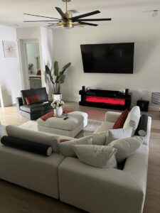 Black electric fireplace tv stand
