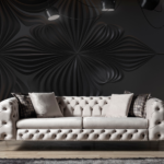 New Scala 3-Seater Chesterfield Sofa in Micro Velvet with customizable metal legs in silver, gold, and black.