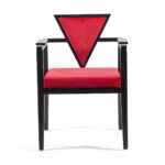 Cosmo Dining Chair with black wooden legs and red fabric upholstery