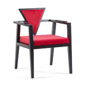 Cosmo Dining Chair with black wooden legs and red fabric upholstery