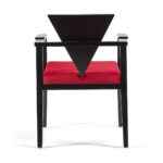 Cosmo Dining Chair with black wooden legs and red fabric upholstery