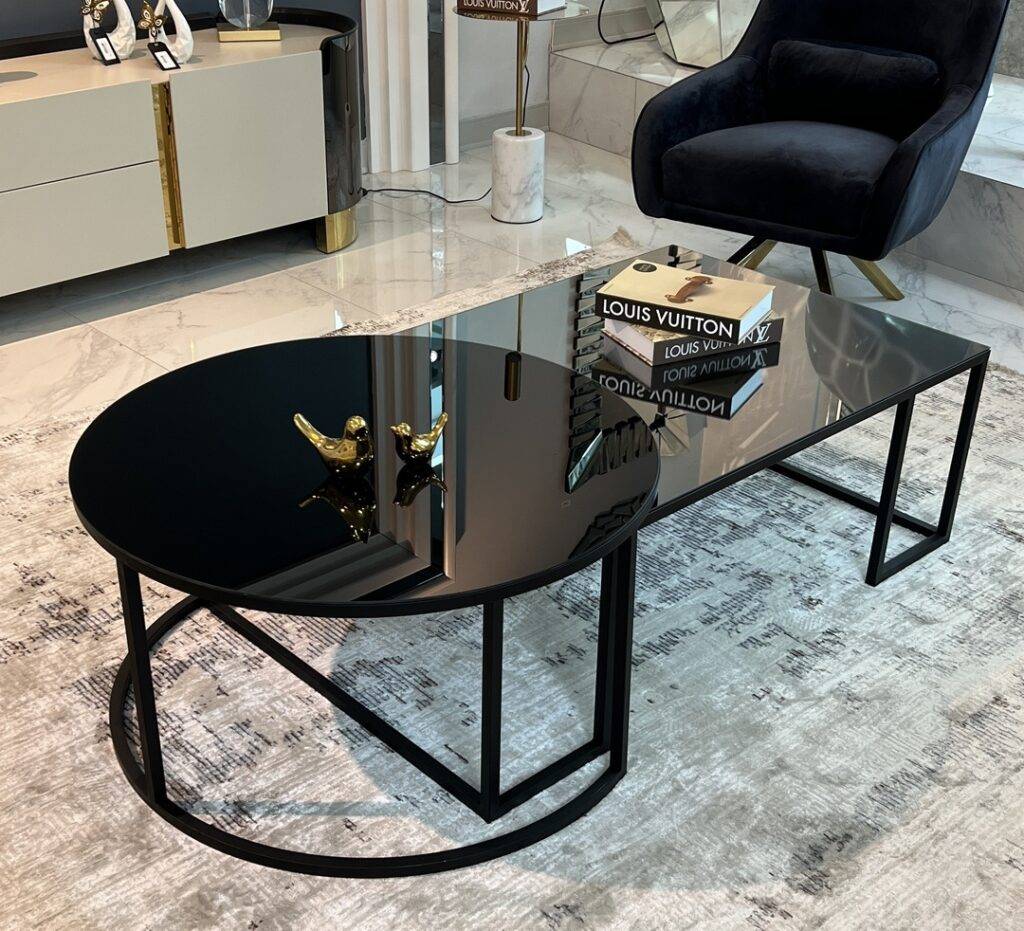 cruz coffee table 2 pcs, modern coffee table, black coffee table, mirror coffee table, modern coffee table, modern coffee table tampa