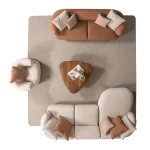 Harper beige modular sectional sofa top view showing L shape seating configuration
