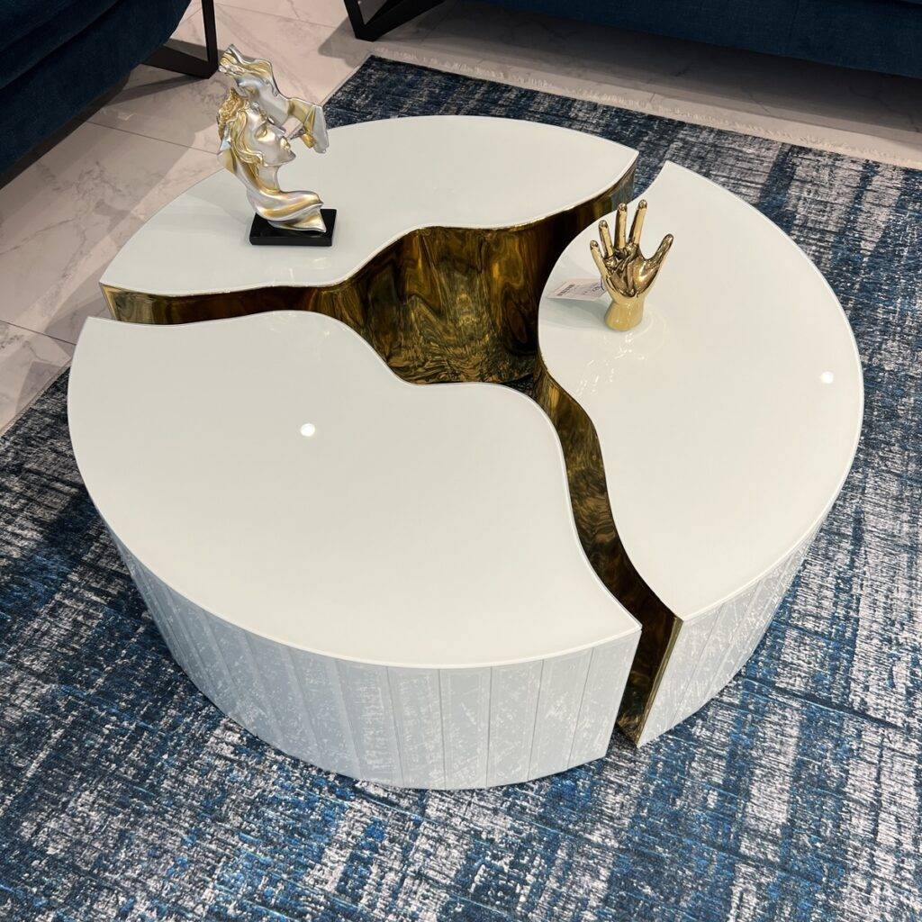 italian coffee table white & Gold