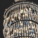 Tiered K9 crystals on a large black crystal chandelier