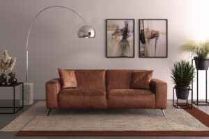 Modern leather sofa with a contemporary touch