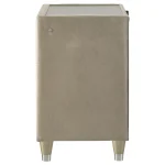 Lorient luxury nightstand in ivory velvet with integrated LED lights and dual USB charging ports.