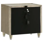 Lorient luxury nightstand in ivory velvet with integrated LED lights and dual USB charging ports.