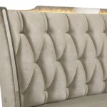 Lorient 5-piece luxury king bed in ivory velvet with integrated LED lighting.
