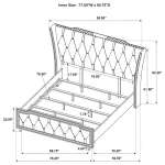 Lorient 5-piece luxury king bed in ivory velvet with integrated LED lighting.