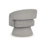 Back view of Luna pebble swivel chair with curved upholstered design