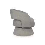 Side view of Luna pebble swivel chair with fully upholstered base