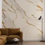 Calacatta gold PVC marble sheet wall panel in modern interior design
