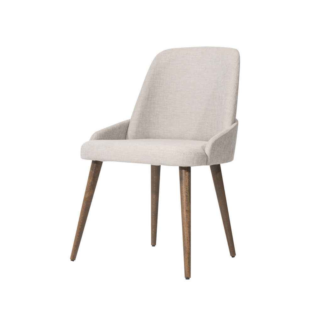 Millenium Modern Dining Chair in beige fabric with wooden legs