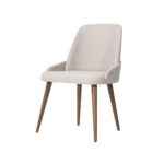 Millenium Modern Dining Chair in beige fabric with wooden legs