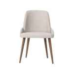Millenium Modern Dining Chair in beige fabric with wooden legs