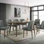 Mid-century modern wenge dining set with table, 6 chairs, and buffet.
