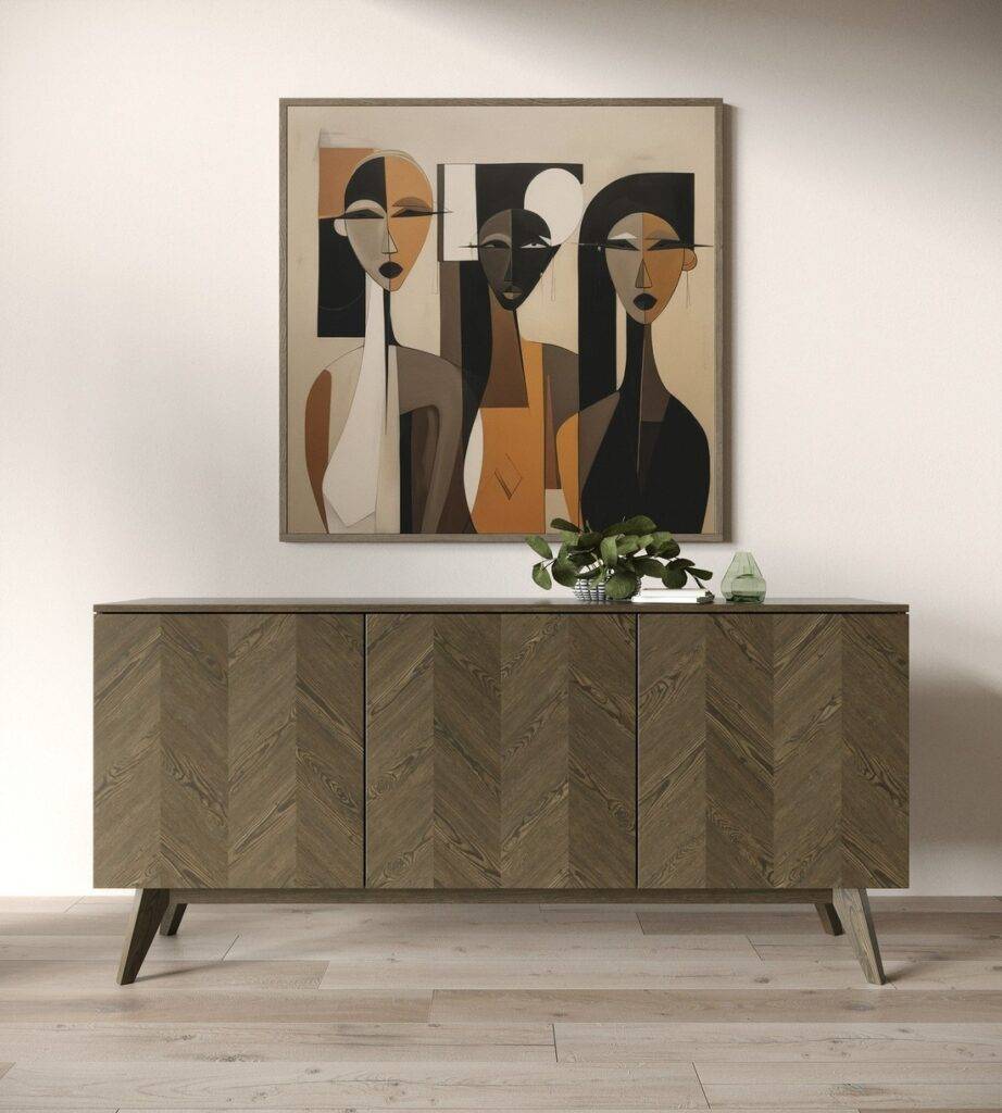 Wenge color buffet sideboard with modern design. main