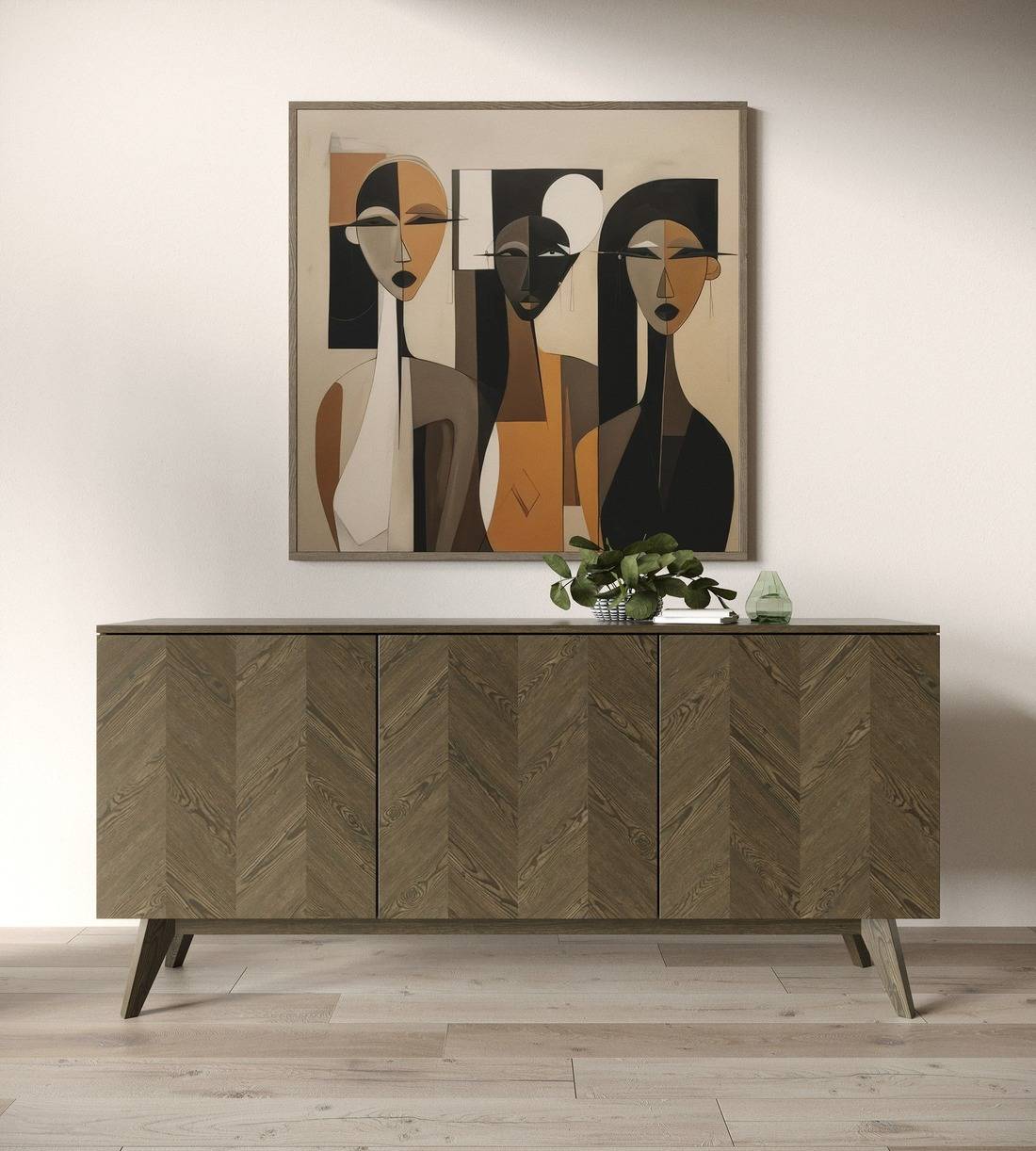 Wenge color buffet sideboard with modern design. main