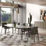 Mid-century modern wenge dining set with table, 6 chairs, and buffet.