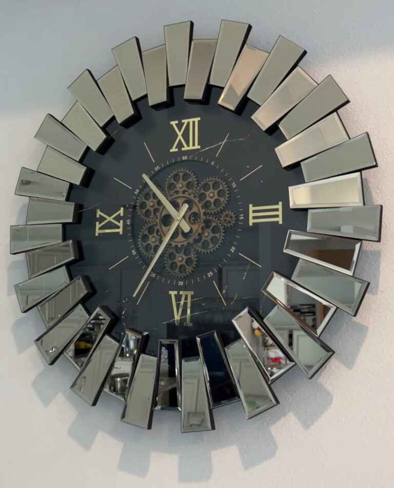 modern mirrored wall clock tampa, gold wall clock, silver wall clock, black wall clock, bronze wall clock, grey wall clock
