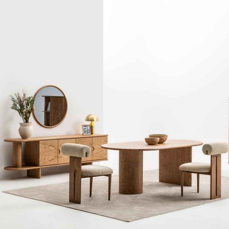Modern wood dining room furniture set in Tampa with a contemporary design.