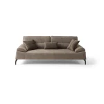 Light brown loveseat with adjustable backrest - Paris customizable modern chenille 2-seater couch at Deluxe Home Decor & Furniture in Tampa, FL.