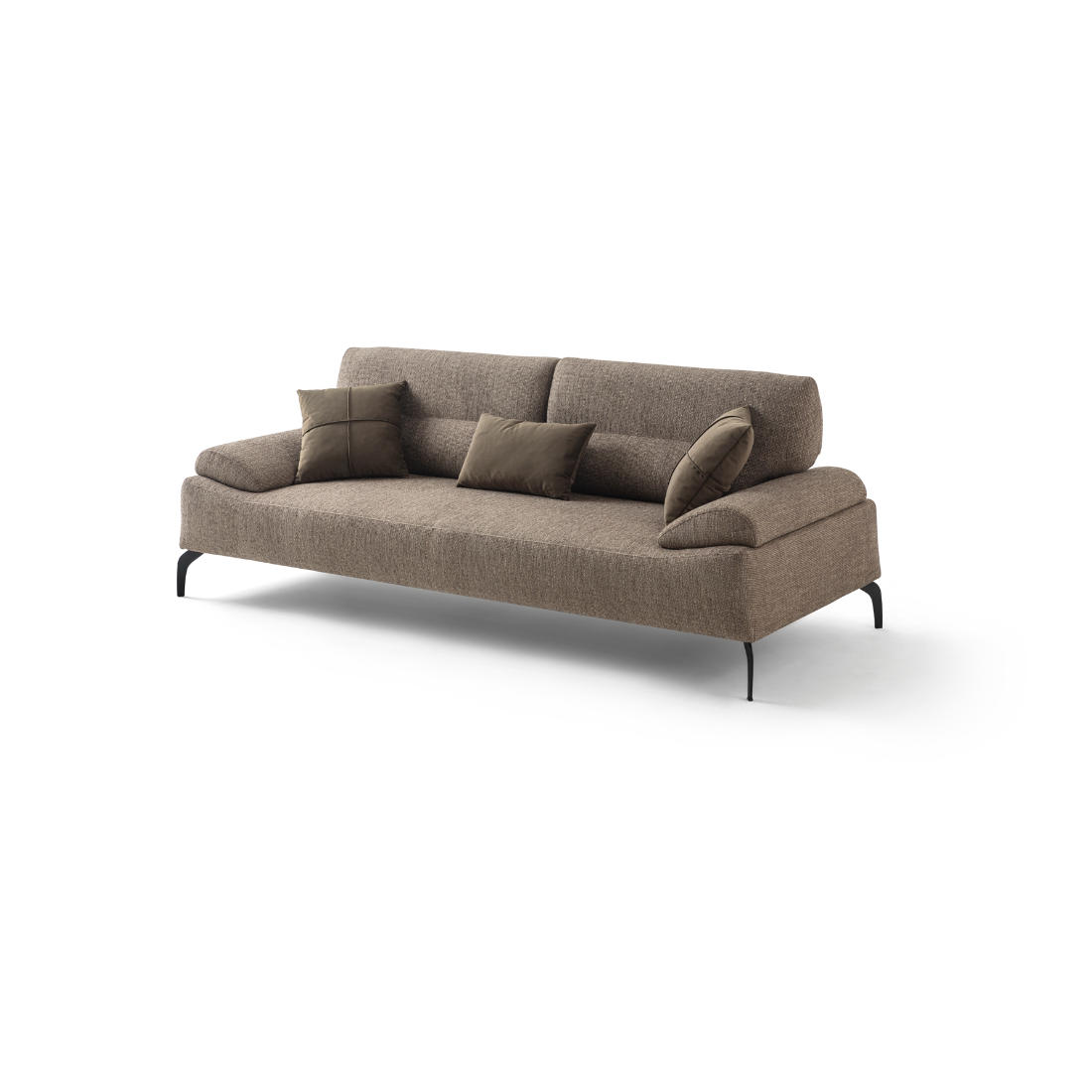 Light brown loveseat with adjustable backrest - Paris customizable modern chenille 2-seater couch at Deluxe Home Decor & Furniture in Tampa, FL.