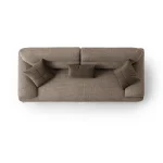 Light brown loveseat with adjustable backrest - Paris customizable modern chenille 2-seater couch at Deluxe Home Decor & Furniture in Tampa, FL.