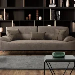 Light brown sofa with adjustable backrest - Paris customizable modern chenille couch at Deluxe Home Decor & Furniture in Tampa, FL.