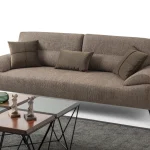 Light brown sofa with adjustable backrest - Paris customizable modern chenille couch at Deluxe Home Decor & Furniture in Tampa, FL.