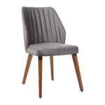 Rox Modern Dining Chair in gray fabric with wooden legs