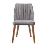 Rox Modern Dining Chair in gray fabric with wooden legs
