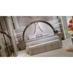 Royal modern queen bed with LED headboard, nightstands and upholstered bench