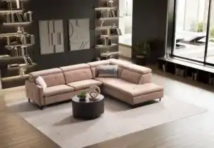 Modern warm beige sectional sofa with a lounge chaise, perfect for relaxing in Tampa