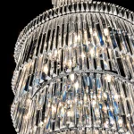 Close-up of premium K9 crystals on the Spiral silver large crystal chandelier