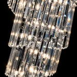 Tiered K9 crystals descending from the Spiral silver crystal chandelier