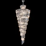 Spiral silver large crystal chandelier with tiered K9 crystals and stainless-steel frame