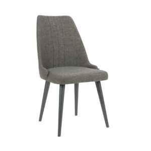 Style Modern Dining Chair in gray fabric with wooden legs