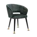 Touch Modern Dining Chair in green fabric with wooden legs