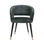 Touch Modern Dining Chair in green fabric with wooden legs