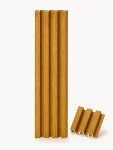WPC fluted wall panel oak 6 x 114 inch product and profile view